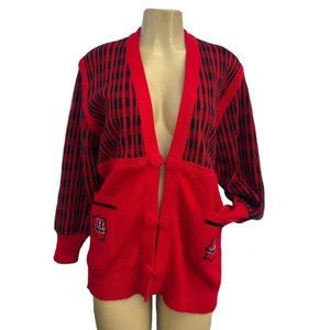 Women's Vintage Knit Fully Lined Jacket Red Jacket